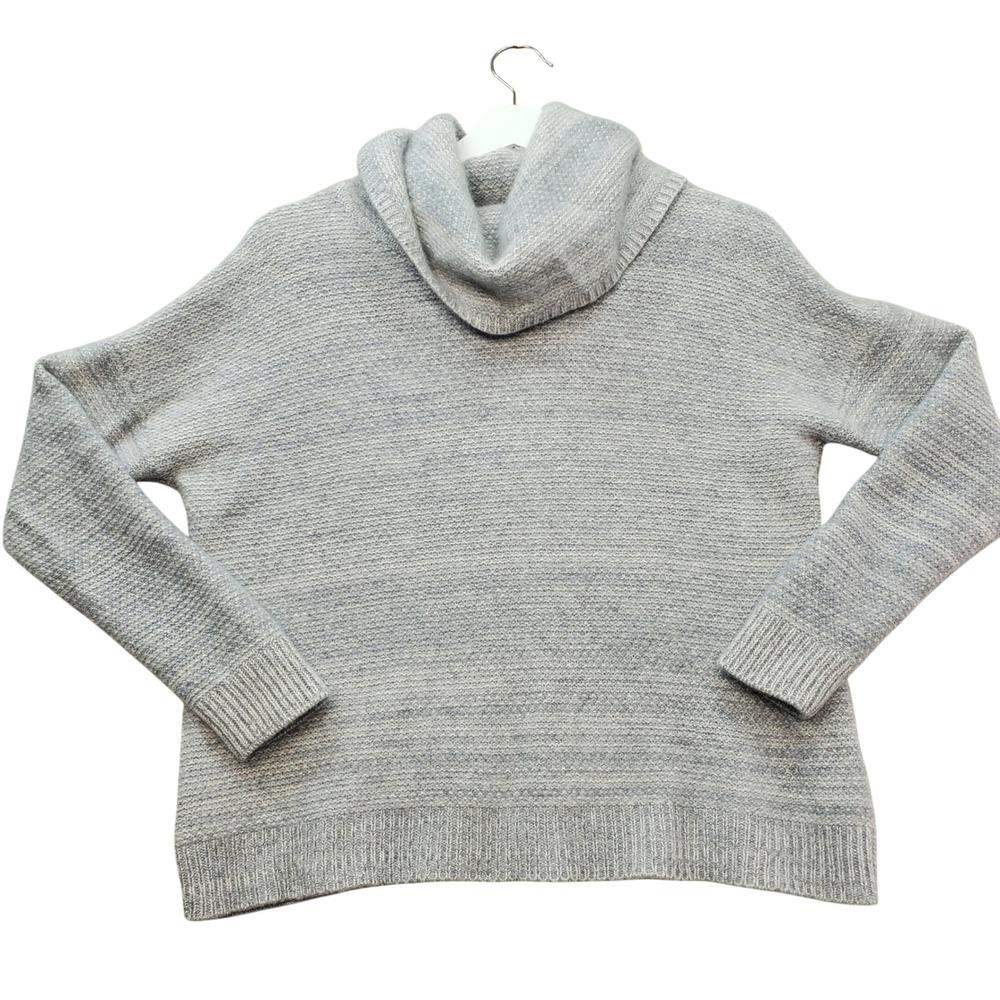 Garnet Hill Sweater Womens Medium Gray Cashmere Knit Soft Long Sleeve Turtleneck